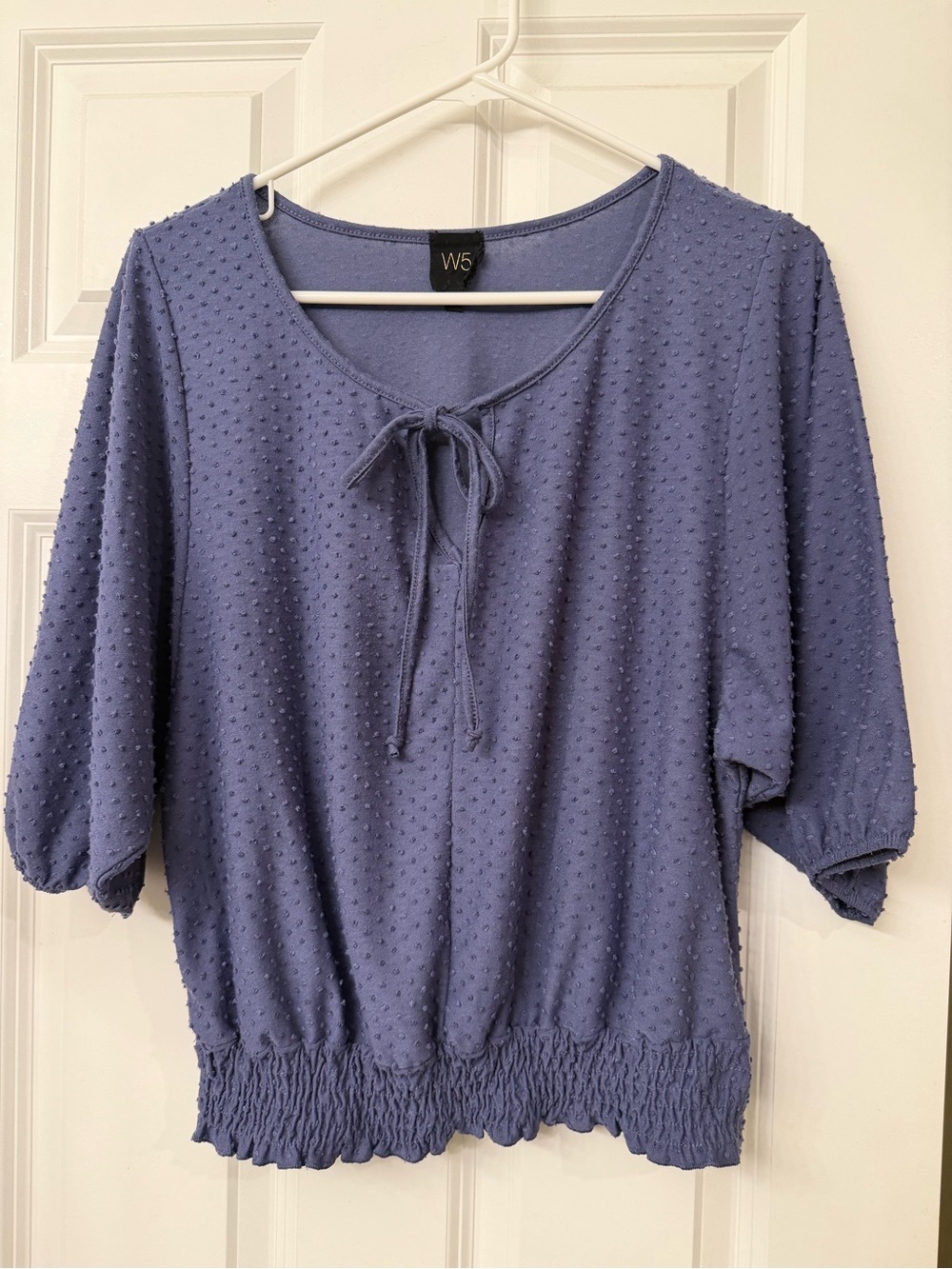 W5 Women's Lavender Tie-Neck Textured Blouse